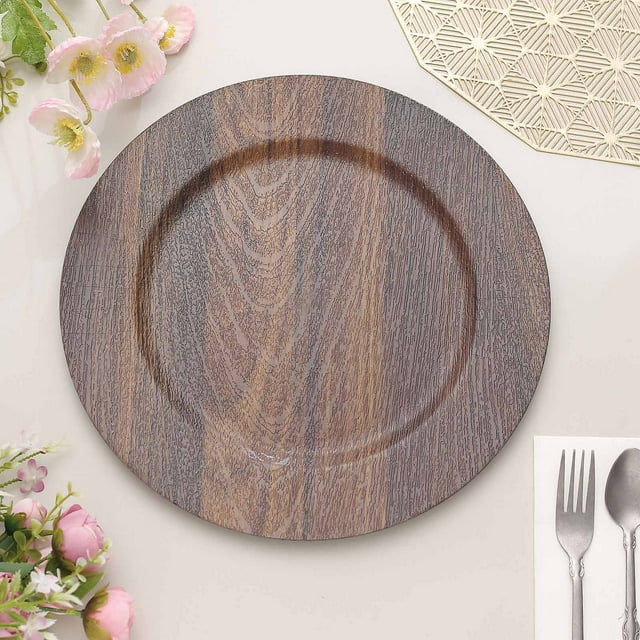 Efavormart-6-Pack-13-Dark-Brown-Boho-Chic-Faux-Wood-Plastic-Charger-Plates-Round-Rustic-Wedding-Party-Service-Plates_37430cae-3159-4601-8edb-c0bad49f6392.2b0ac1306d8a43c72a3aeec73d11779c